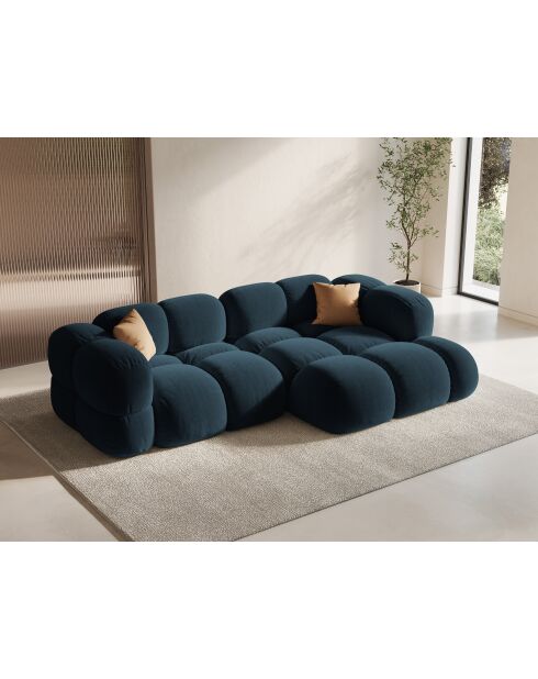 Loretto Velvet Ecksofa, 3-Sitzer, 250 x 147 x 68 cm, Dunkelblau