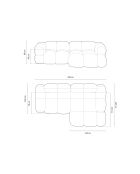 Loretto Velvet Ecksofa, 3-Sitzer, 250 x 147 x 68 cm, Dunkelblau