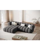 Koge Ecksofa für 5 Personen, aus grauem Samt, links, 270 x 165 x 70 cm