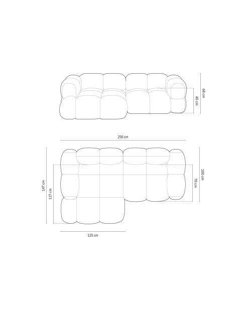 Canapé D'Angle gauche Loretto 3 Places capuccino - 250x147x68 cm