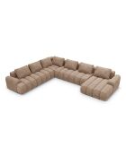 Kimi 6-Sitzer-Panorama-Ecksofa aus Samt, dunkelbeige, mit Kofferraum, 346 x 270 x 84 cm