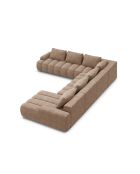 Kimi 6-Sitzer-Panorama-Ecksofa aus Samt, dunkelbeige, mit Kofferraum, 346 x 270 x 84 cm
