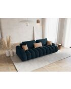 Canapé velours convertible avec coffre Kimi 4 Places pétrole profond - 250x100x84 cm