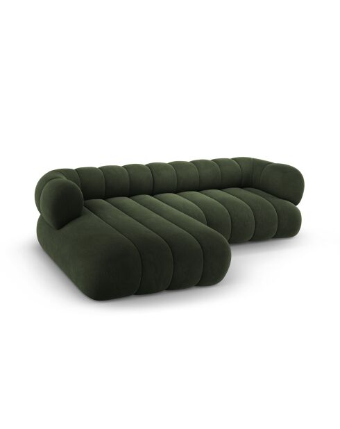 Divano angolare sinistro Koge Velvet 5 posti verde - 270x165x70 cm