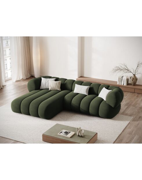 Divano angolare sinistro Koge Velvet 5 posti verde - 270x165x70 cm