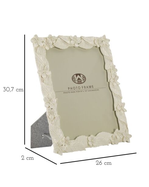 Cadre Photo Feuille Crème - 26x2x30,7 cm