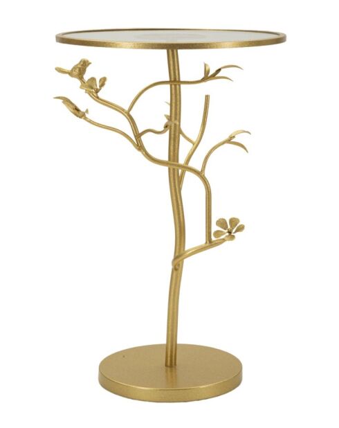 Table d'appoint Oiseaux en verre dorée - 38x60 cm