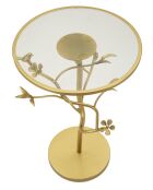 Table d'appoint Oiseaux en verre dorée - 38x60 cm