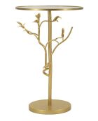 Table d'appoint Oiseaux en verre dorée - 38x60 cm