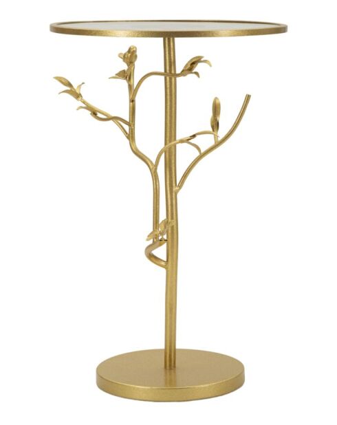 Table d'appoint Oiseaux en verre dorée - 38x60 cm