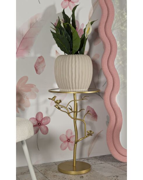 Table d'appoint Oiseaux en verre dorée - 38x60 cm