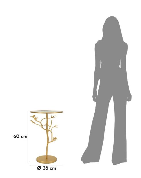 Table d'appoint Oiseaux en verre dorée - 38x60 cm
