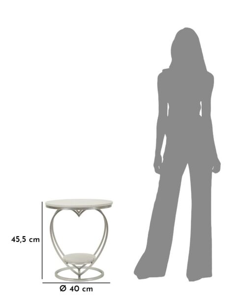 Table basse Coeur argentée - 40x45,5 cm