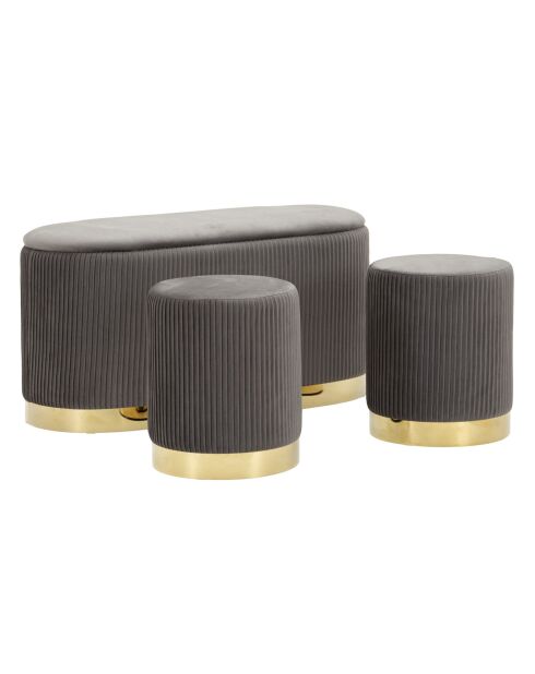 Shopy Sitzbank und 2 Hocker mit Stauraum, Grau