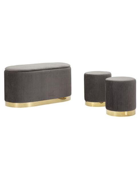 Shopy Sitzbank und 2 Hocker mit Stauraum, Grau