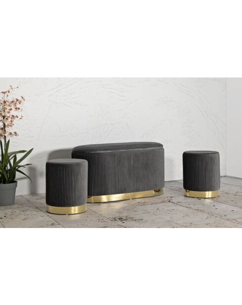 Shopy Sitzbank und 2 Hocker mit Stauraum, Grau