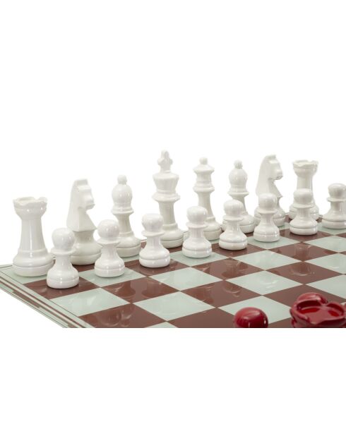 Rood/wit schaakbord - 61x61x14 cm