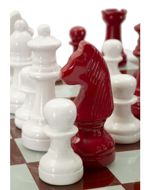 Rood/wit schaakbord - 61x61x14 cm