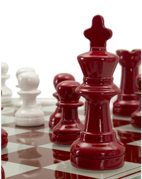 Schachbrett Rot/Weiß - 61x61x14 cm