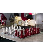 Schachbrett Rot/Weiß - 61x61x14 cm