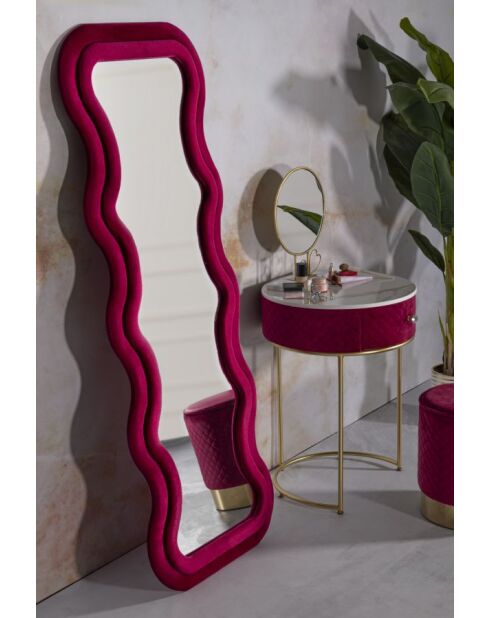 Miroir Emily en Velours Fuchsia - 60x6x160 cm