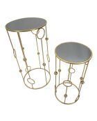 2 goldene Cage-Beistelltische