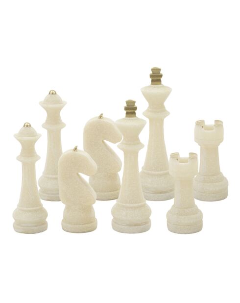 Figuras de ajedrez blancas de cuarzo - 8 piezas
