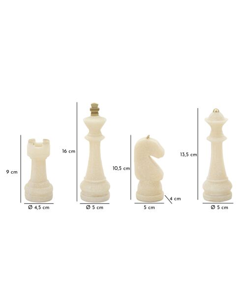 Figuras de ajedrez blancas de cuarzo - 8 piezas