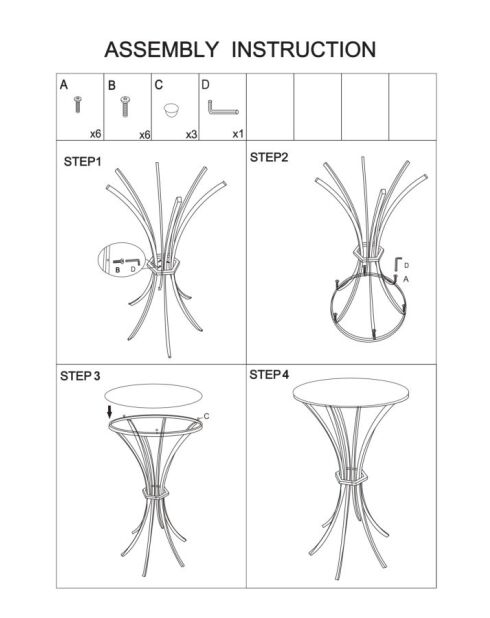 Table Haute Shanty doré/noir - 50x92 cm