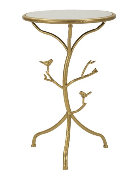 Table d'appoint Oiseaux en Marbre dorée - 38x60 cm