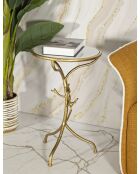 Table d'appoint Oiseaux en Marbre dorée - 38x60 cm