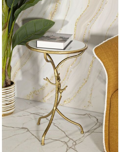 Table d'appoint Oiseaux en Marbre dorée - 38x60 cm