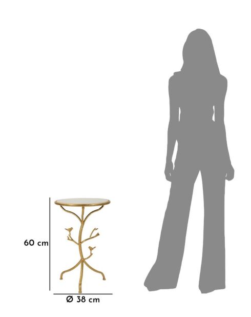 Table d'appoint Oiseaux en Marbre dorée - 38x60 cm