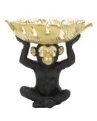 Decoración de mono negro/dorado - 25,2x21x24 cm