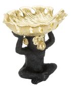 Decoración de mono negro/dorado - 25,2x21x24 cm
