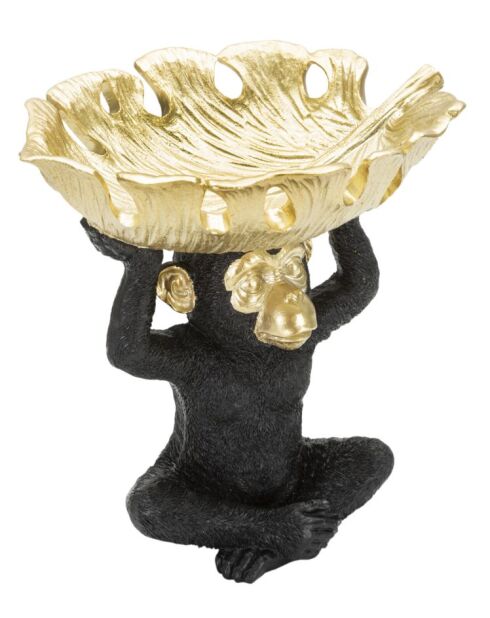 Decoración de mono negro/dorado - 25,2x21x24 cm
