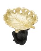 Decoración de mono negro/dorado - 25,2x21x24 cm