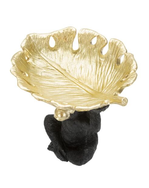 Decoración de mono negro/dorado - 25,2x21x24 cm