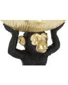 Decoración de mono negro/dorado - 25,2x21x24 cm