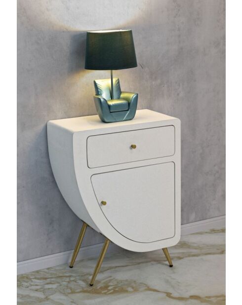 Mesita de noche alta Venus blanca - 60x32x79 cm