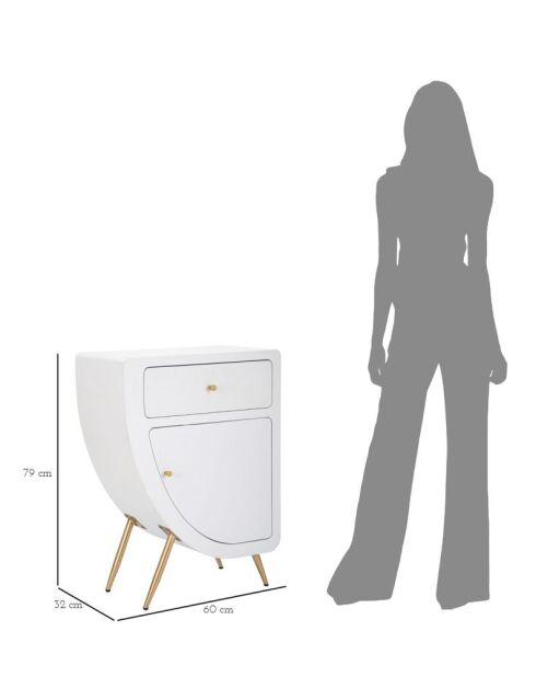 Mesita de noche alta Venus blanca - 60x32x79 cm