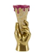 Gouden conische bloempot - 12,5x11x31 cm