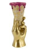 Gouden conische bloempot - 12,5x11x31 cm