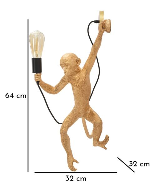 Applique Murale Monkey dorée - 32x32x64 cm