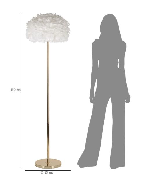 Lampadaire à Plumes Slim Blanc - 43x170 cm