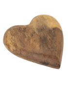 Décoration Coeur en teck Haki brune - 16x14x4,5 cm