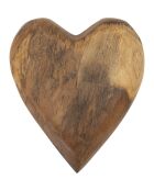 Décoration Coeur en teck Haki brune - 16x14x4,5 cm