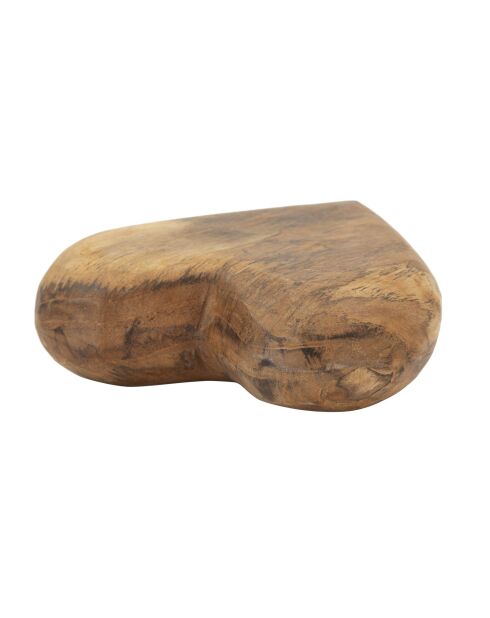 Décoration Coeur en teck Haki brune - 16x14x4,5 cm