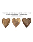 Décoration Coeur en teck Haki brune - 16x14x4,5 cm