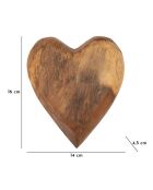 Décoration Coeur en teck Haki brune - 16x14x4,5 cm
